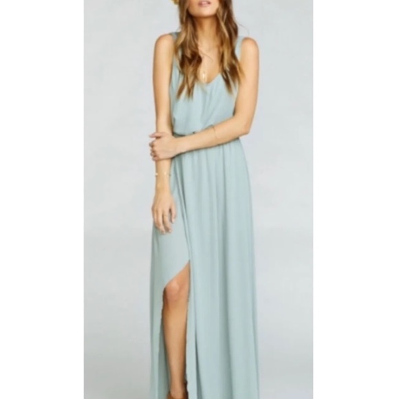 Show Me Your MuMu Kendall Maxi Dress Size XXL Silver Sage Crisp Chiffon BNWT - Picture 2 of 7